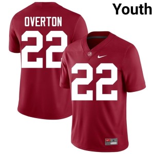 Bama #22 Official Crimson College Football LT Overton Youth Jerseys 732251-423
