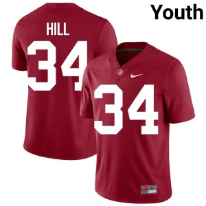 Alabama London Hill Crimson Youth #34 High School College Football Jersey 611852-300