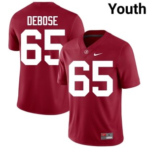 Crimson Tide College Football Micah DeBose Crimson #65 Embroidery Youth Jerseys 646497-776