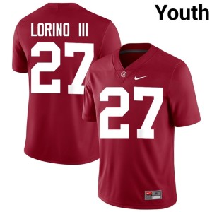 Alabama Crimson Tide Michael Lorino III Crimson College Football #27 Youth Embroidery Jerseys 440011-594
