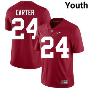 Roll Tide Crimson NCAA #24 College Football Youth Noah Carter Jerseys 705564-588