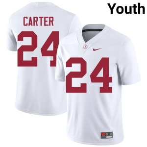 Crimson Tide Noah Carter Player College Football #24 White Youth Jersey 789010-778