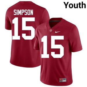 UA Crimson Tide Youth #15 Crimson Embroidery College Football Ty Simpson Jerseys 153763-594
