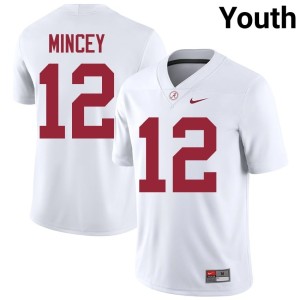 The Tide Zavier Mincey College Football 2026-27 Youth White #12 Jerseys 312215-738