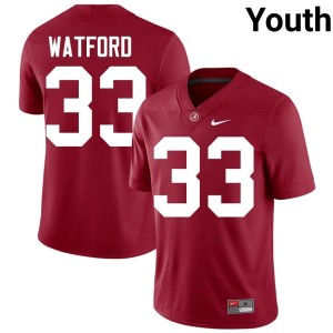 University of Alabama Crimson #33 NCAA College Football Youth Adam Watford Jersey 951088-892