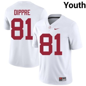 Roll Tide White Youth CJ Dippre College Football #81 NCAA Jerseys 911303-680