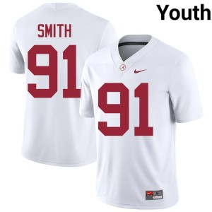 Alabama College Football #91 Youth Limited Caleb Smith White Jerseys 670758-581