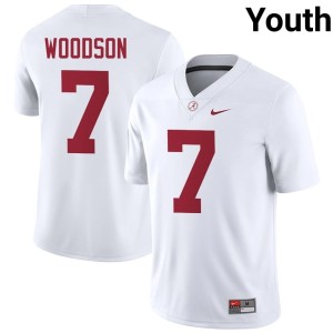 UA Youth White #7 Caleb Woodson Game College Football Jerseys 170894-756