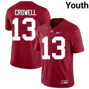 Go Bama #13 College Football Youth Ezavier Crowell Replica Crimson Jerseys 265672-826