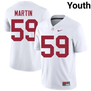 Bama NCAA White #59 JD Martin Youth College Football Jerseys 460709-691