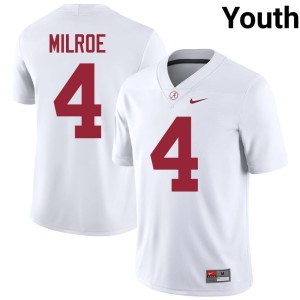 Bama Jalen Milroe Youth College Football University #4 White Jersey 460804-410