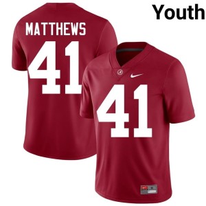 UA Crimson Tide Crimson College Football #41 NCAA Youth Jamarion Matthews Jerseys 444594-438