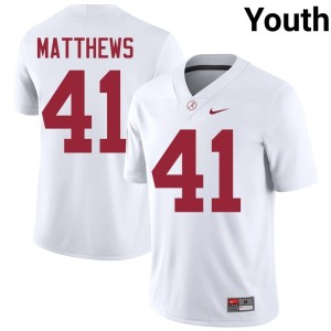 UA Youth #41 College Football 2026 White Jamarion Matthews Jersey 487984-143