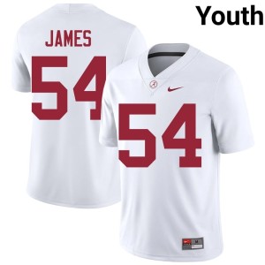 University of Alabama Embroidery #54 Jayvin James White Youth College Football Jerseys 709193-134