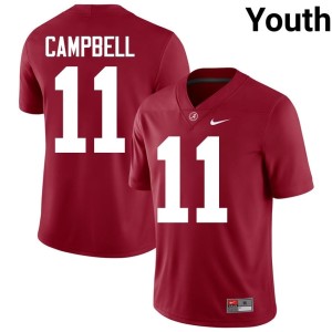 UA Crimson Tide Youth #11 Game Crimson College Football Jihaad Campbell Jersey 309772-267