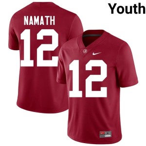 Alabama Crimson Tide #12 Embroidery Youth Joe Namath Crimson College Football Jersey 393874-251
