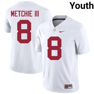 Crimson Tide John Metchie III White Youth #8 College Football Embroidery Jersey 370822-957