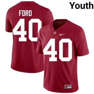 Go Bama Josh Ford Youth #40 Stitched College Football Crimson Jerseys 829397-227