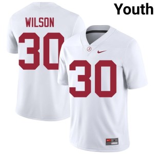UA Limited Youth Mack Wilson #30 College Football White Jerseys 860206-129