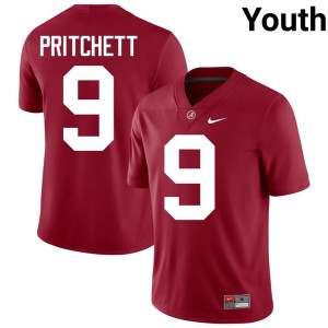 Alabama College Football #9 Marshall Pritchett Youth Crimson NCAA Jerseys 205426-194