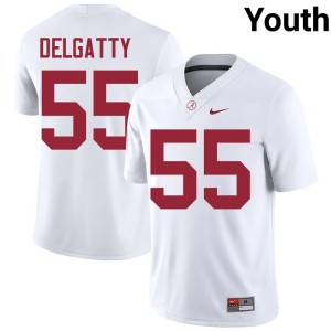 Roll Tide University #55 Youth White College Football Racin Delgatty Jerseys 244902-999