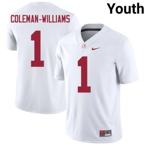 Bama 2026-27 Ryan Coleman-Williams College Football #1 White Youth Jersey 863305-133