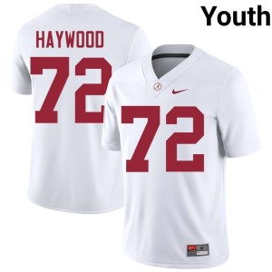 UA Crimson Tide #72 College Football White Ty Haywood Youth Alumni Jerseys 431471-995