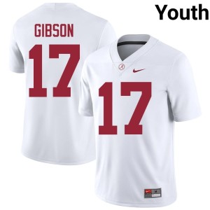 Bama Youth Zyan Gibson College Football #17 White Stitched Jersey 390992-527